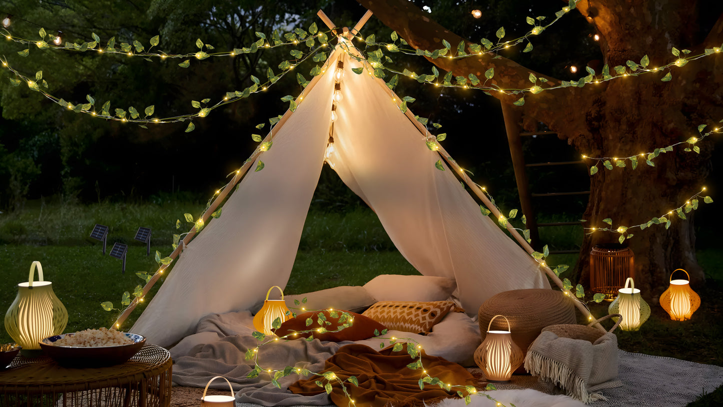 SUDDUS Vine Fairy Lights with Remote – Battery Operated Fairy Lights with Ivy & Pothos Leaves, 40 Warm White LEDs for Bedroom, Wall, Garden, Party, Wedding Decor