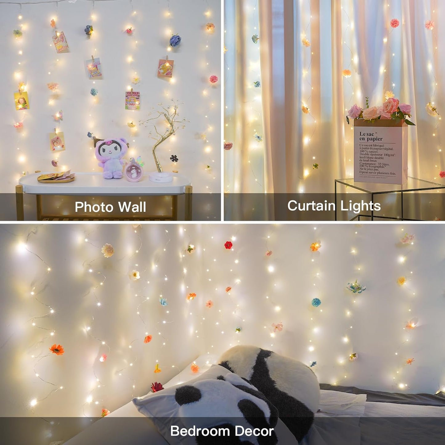 DIY Butterfly & Flower Curtain, Artificial Decorative Drapes for Living Room, Bedroom, Window Curtain with Floral Design