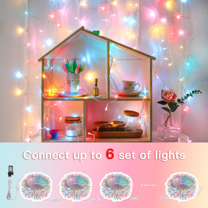 SUDDUS Multicolor String Lights, Plug-in Multicolor Fairy Lights with Remote & Timer, Indoor Outdoor Connectable Clear Wire Lights for Bedroom, Garden, Party, Spring, Valentine & Holiday Decor