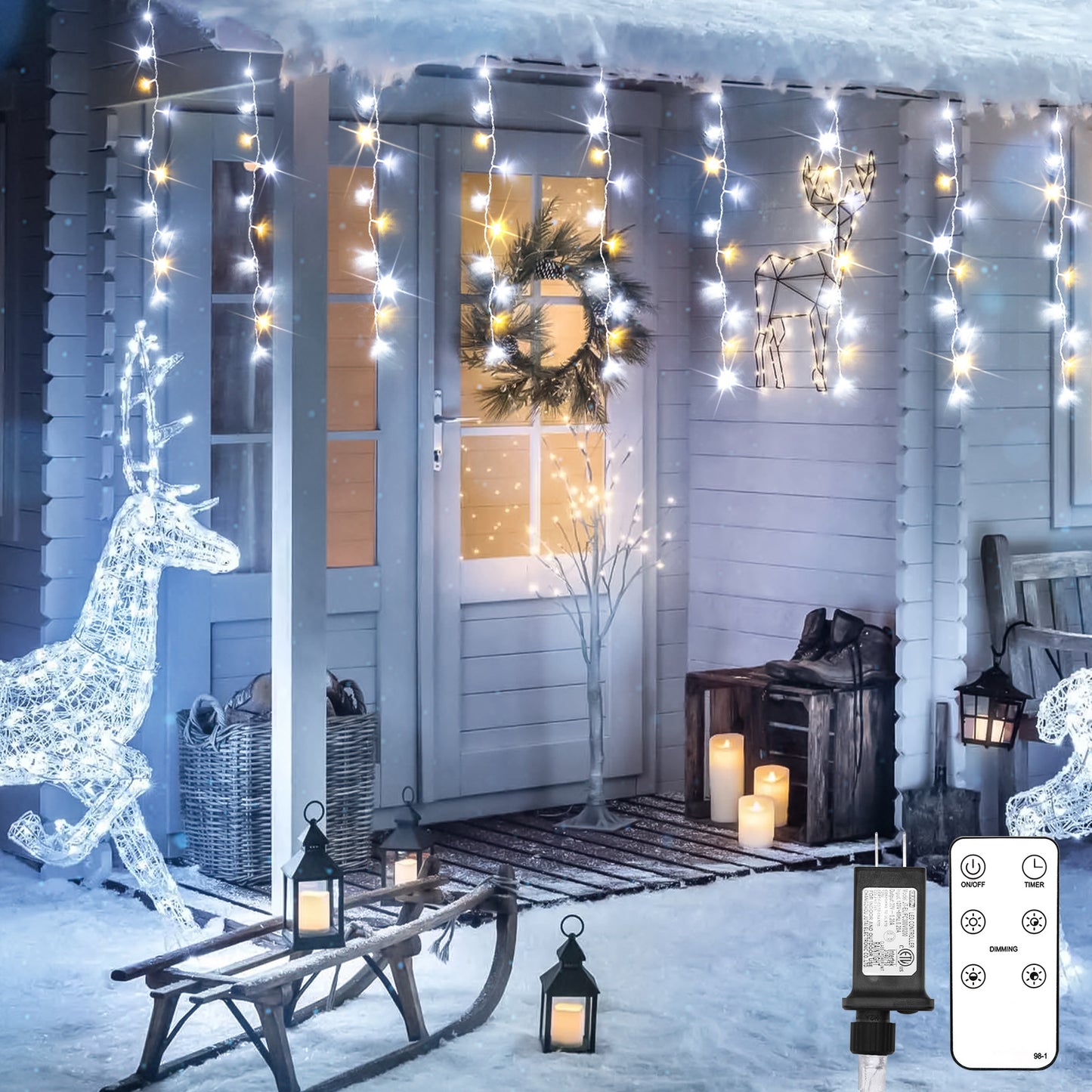 SUDDUS 240 LED Christmas Icicle Lights – in Warm White  Lights with Remote, Timer & Waterproof Design for Indoor/Outdoor Decor