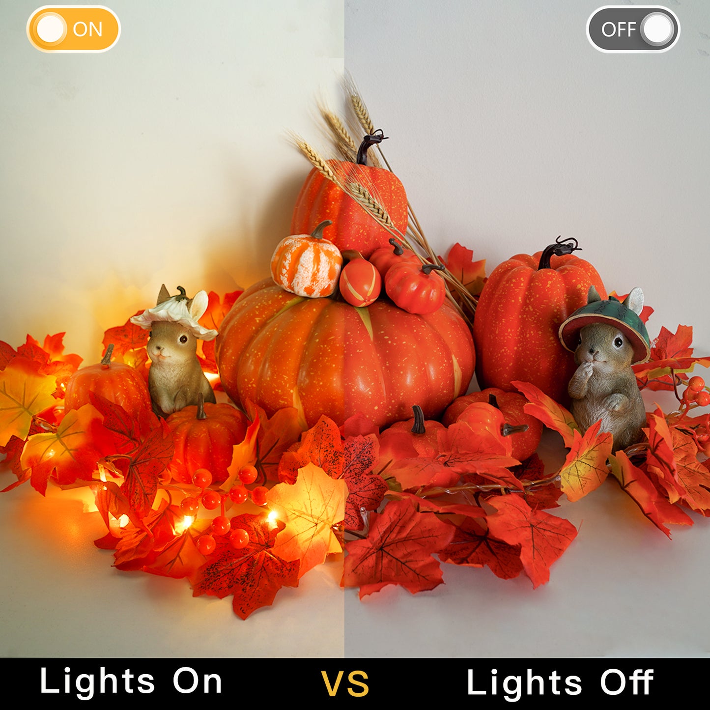 SUDDUS 6.5ft Battery-Operated Fall Leaf Garland with 20 LEDs, Timer & Realistic Maple Leaves with Berries – Indoor/Outdoor Autumn Décor