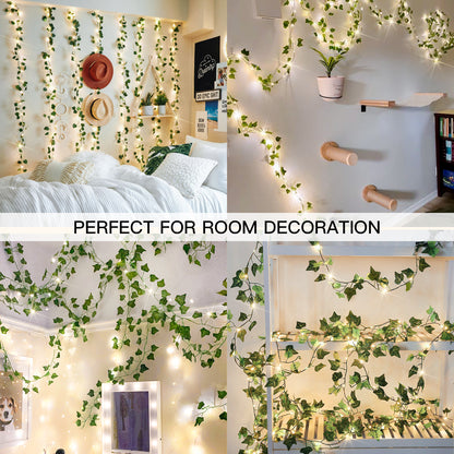 SUDDUS 33ft Plug-in Vine Fairy Lights with Remote, 100 LED Pothos & Ivy Leaf String Lights, Connectable Warm White Garland for Bedroom, Wall, Garden, Wedding & Party Decor