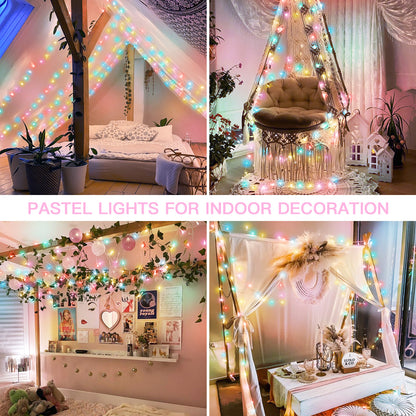 SUDDUS Multicolor String Lights, Plug-in Multicolor Fairy Lights with Remote & Timer, Indoor Outdoor Connectable Clear Wire Lights for Bedroom, Garden, Party, Spring, Valentine & Holiday Decor