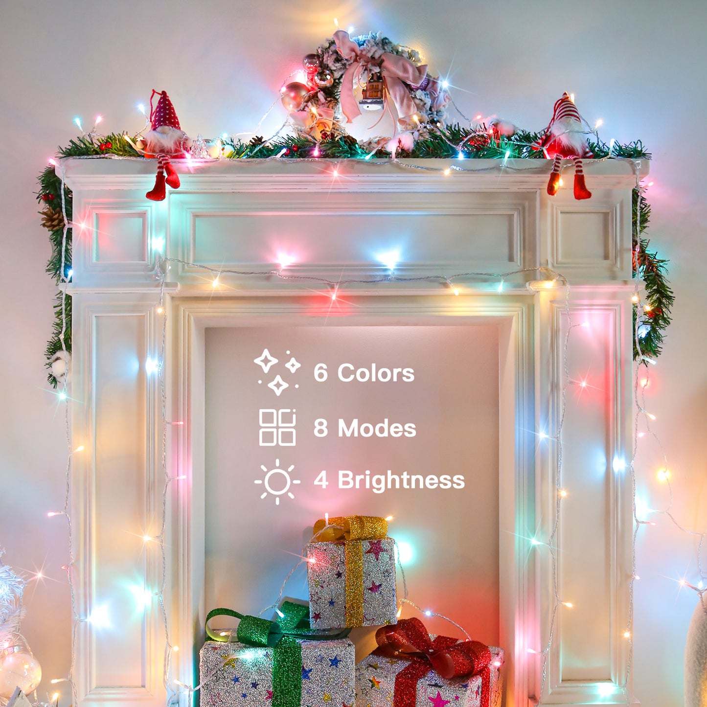 SUDDUS Multicolor String Lights, Plug-in Multicolor Fairy Lights with Remote & Timer, Indoor Outdoor Connectable Clear Wire Lights for Bedroom, Garden, Party, Spring, Valentine & Holiday Decor