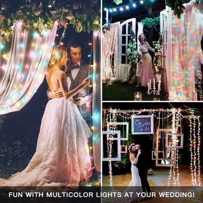 SUDDUS Multicolor String Lights, Plug-in Multicolor Fairy Lights with Remote & Timer, Indoor Outdoor Connectable Clear Wire Lights for Bedroom, Garden, Party, Spring, Valentine & Holiday Decor