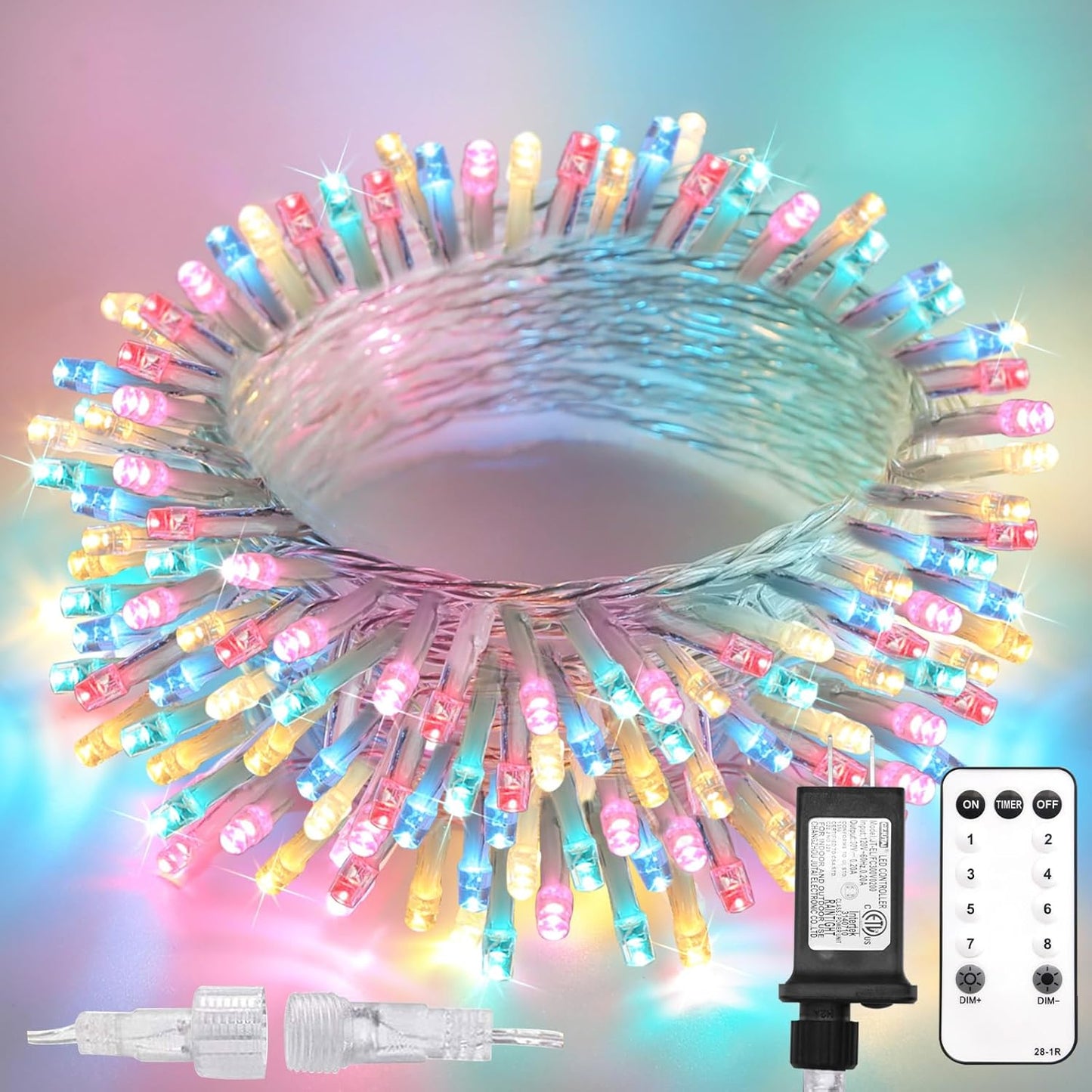 SUDDUS Multicolor String Lights, Plug-in Multicolor Fairy Lights with Remote & Timer, Indoor Outdoor Connectable Clear Wire Lights for Bedroom, Garden, Party, Spring, Valentine & Holiday Decor