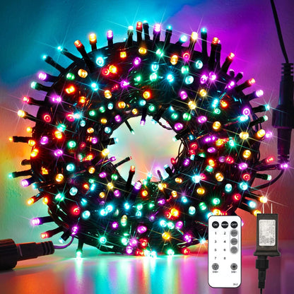 SUDDUS Multicolor Christmas String Lights - Indoor/Outdoor LED Fairy Lights Plug-In, 8 Modes, Waterproof, Available in 33FT/66FT/99FT, for Tree, Patio, Fence, Party, Wedding, Holiday Decor