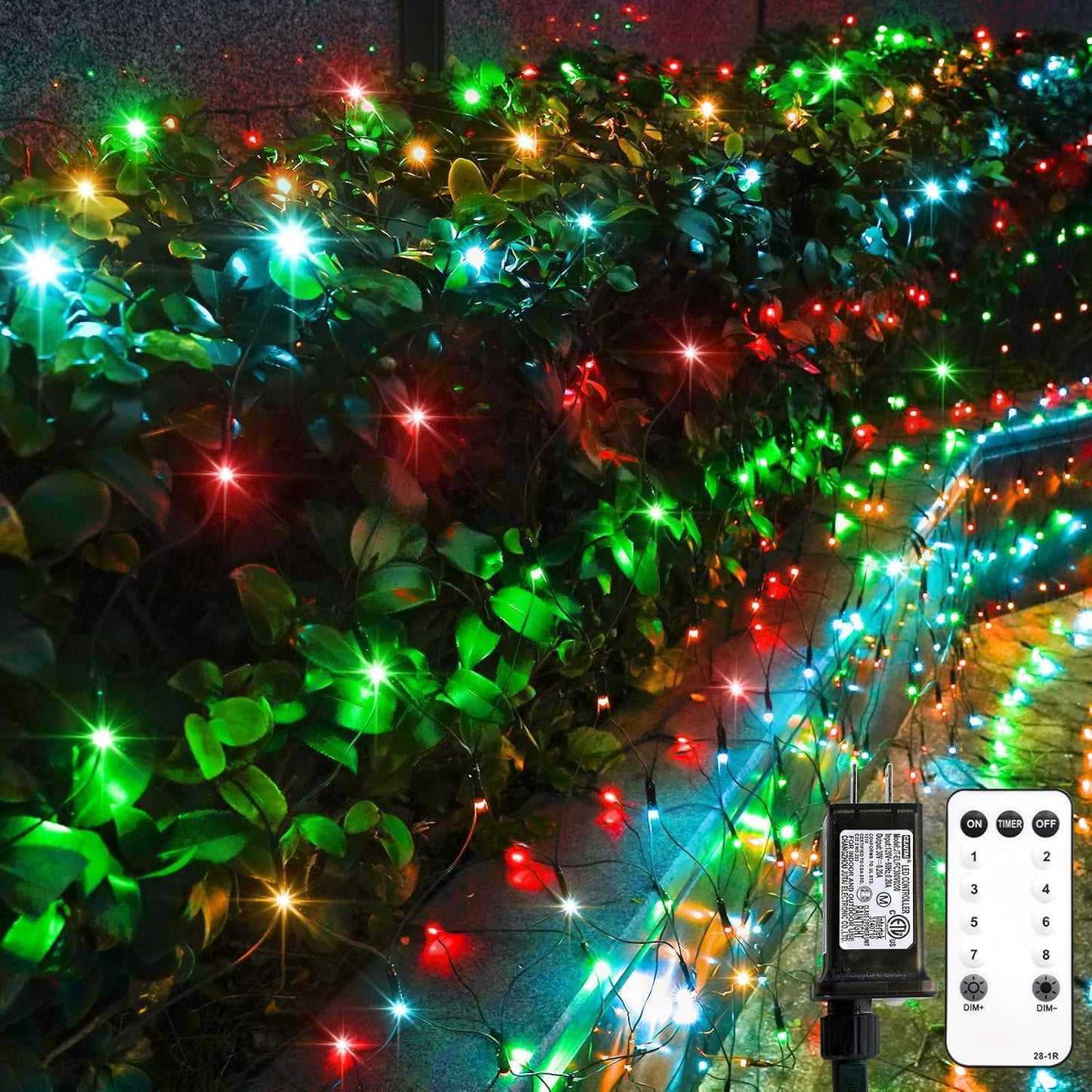 SUDDUS 360 LED Net Lights, 12x5ft Waterproof Mesh String Lights with Remote, Connectable Green Wire for Bushes, Shrubs, Trees, Fences, Outdoor Christmas Decor