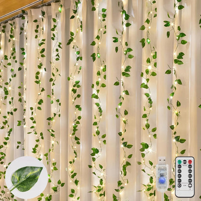 SUDDUS  Vine Fairy Curtain Lights – 200 LED 6.5x6.5ft Remote-Controlled Lights for Bedroom, Dorm, Wedding & Indoor Outdoor Decor