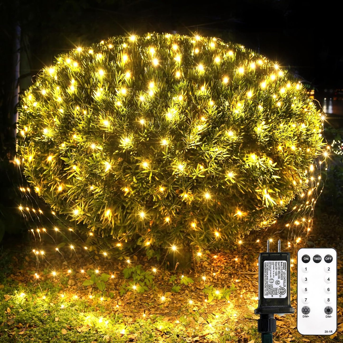 SUDDUS 360 LED Net Lights, 12x5ft Waterproof Mesh String Lights with Remote, Connectable Green Wire for Bushes, Shrubs, Trees, Fences, Outdoor Christmas Decor