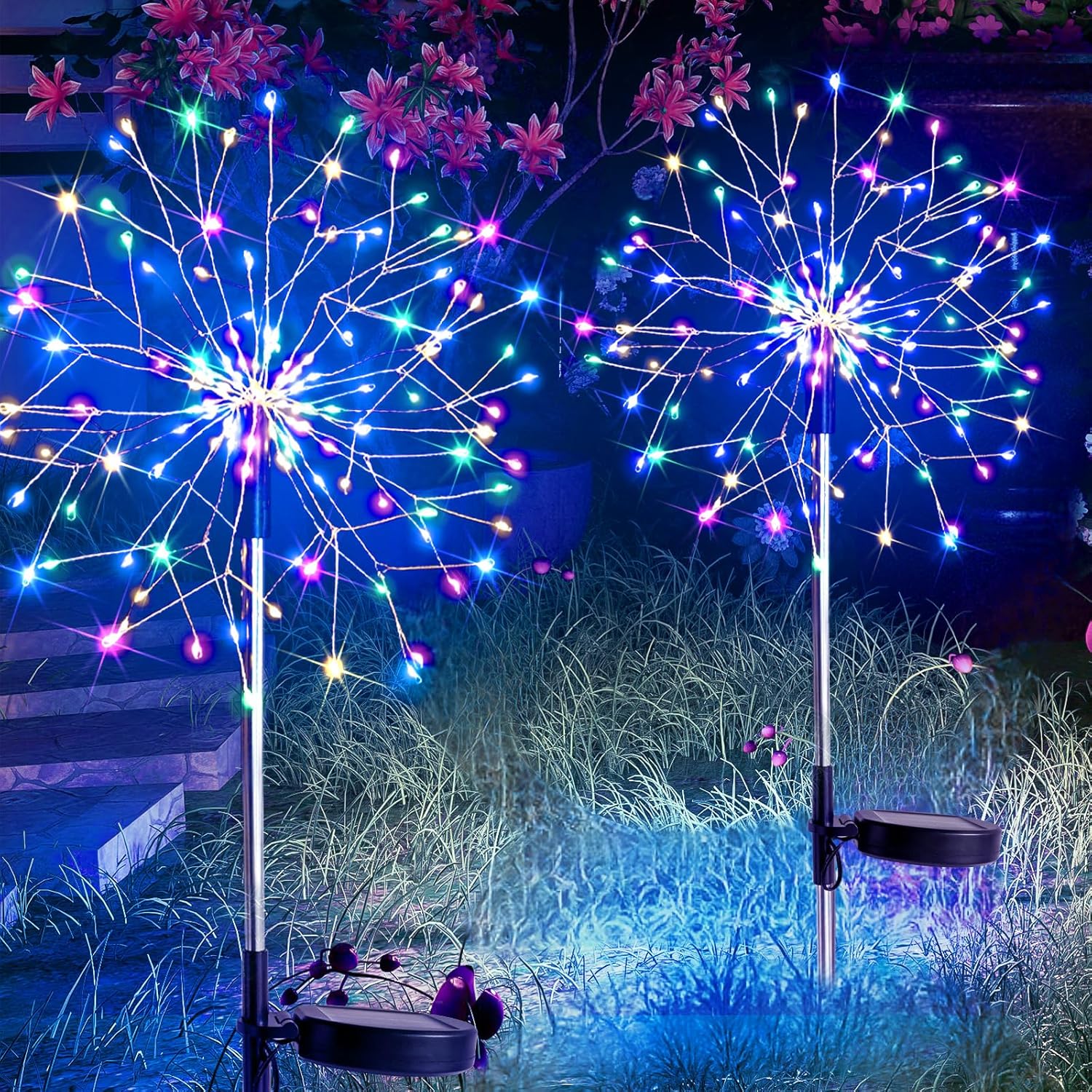 SUDDUS Solar Firework Garden Lights – 2 Pack 150 LED Outdoor Waterproo