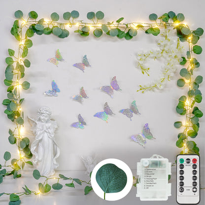 SUDDUS Vine Fairy Lights with Remote – Battery Operated Fairy Lights with Ivy & Pothos Leaves, 40 Warm White LEDs for Bedroom, Wall, Garden, Party, Wedding Decor