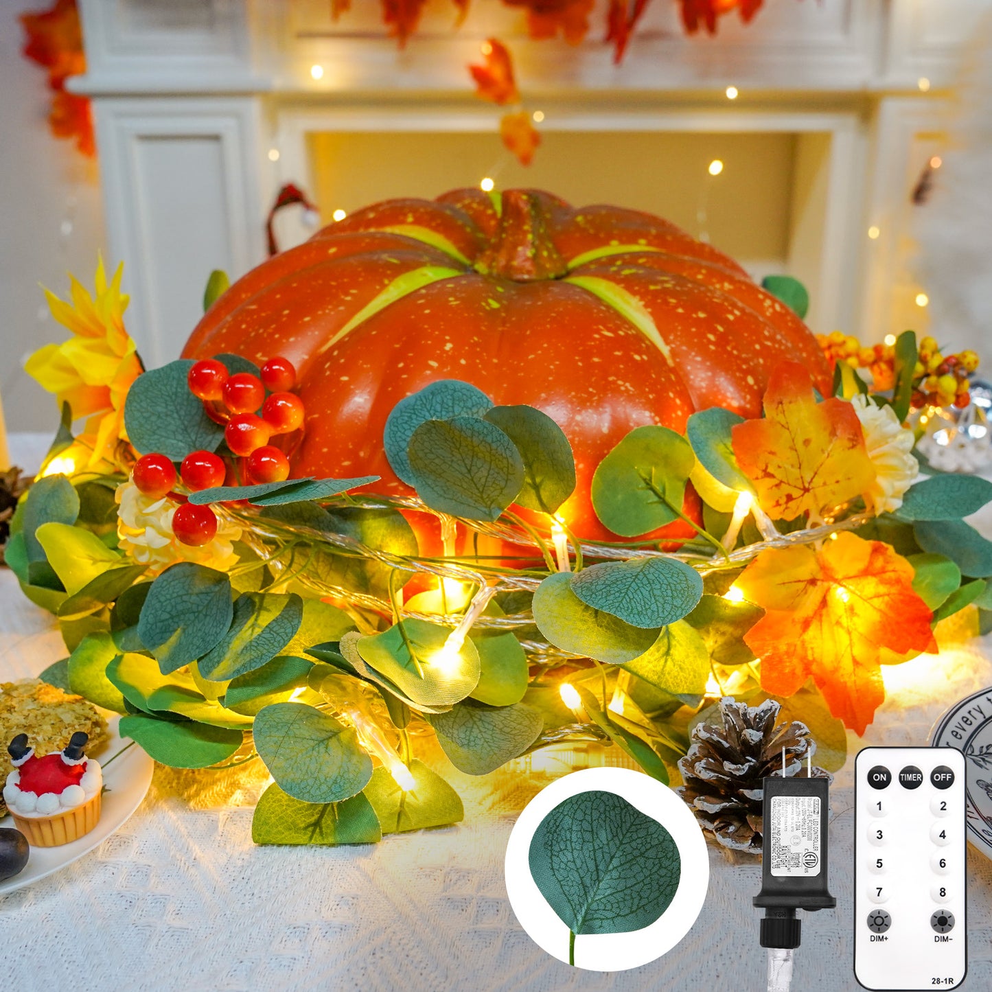 SUDDUS 33ft Plug-in Vine Fairy Lights with Remote, 100 LED Pothos & Ivy Leaf String Lights, Connectable Warm White Garland for Bedroom, Wall, Garden, Wedding & Party Decor