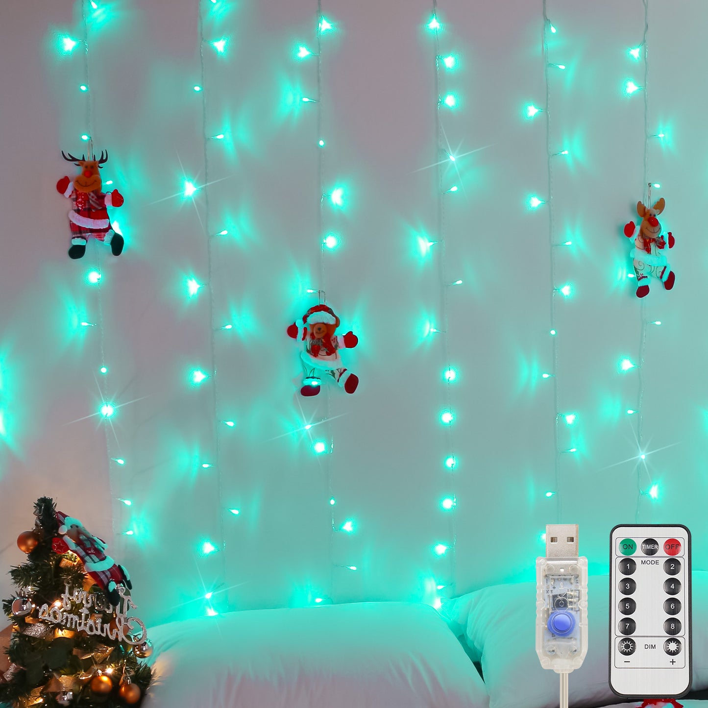 SUDDUS Curtain Fairy Lights, 200 LED USB String Lights for Bedroom, 6.5x6.5ft Hanging Lights with Remote & Timer, Indoor Outdoor Window Backdrop Decor for Christmas, Wedding, Party