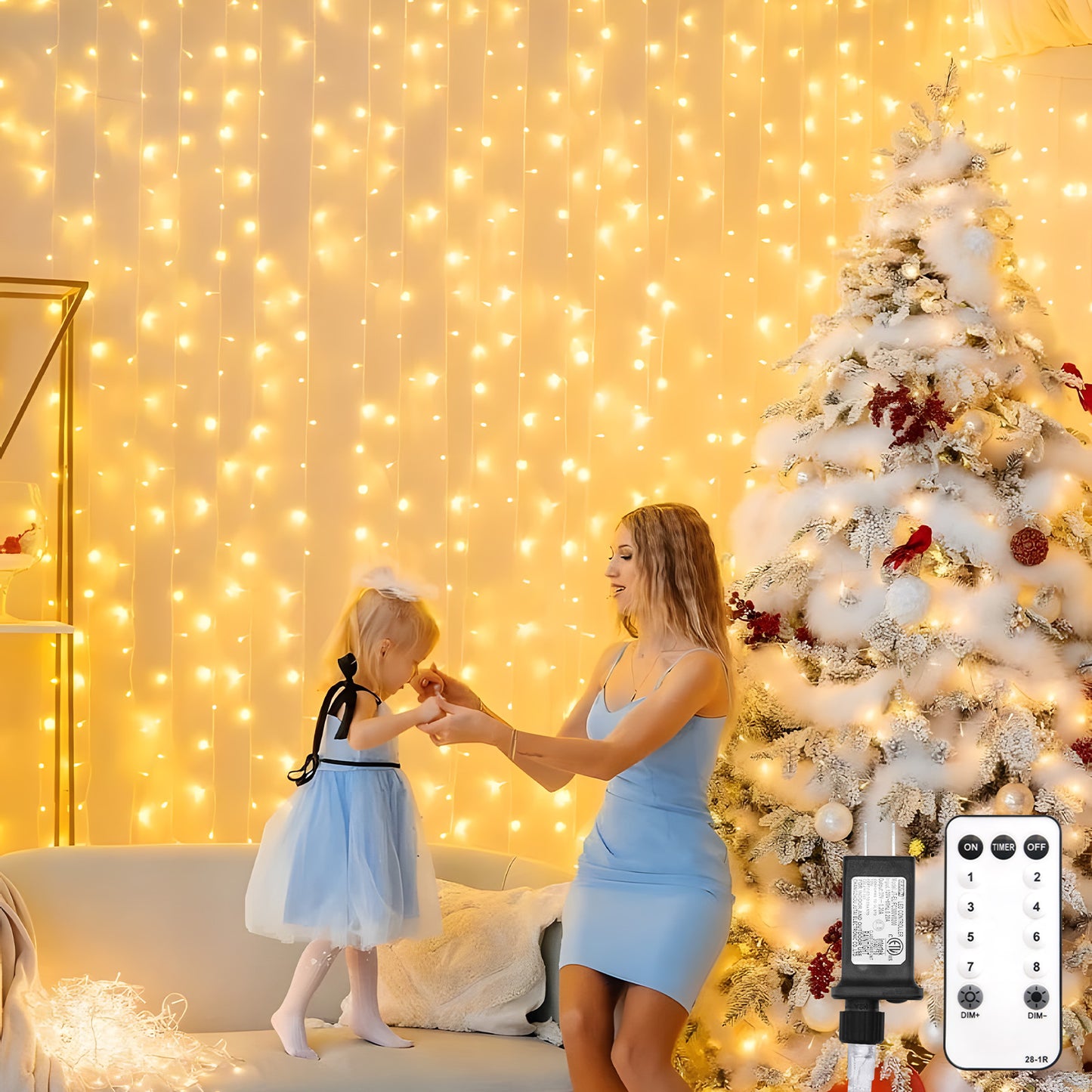 SUDDUS Curtain Fairy Lights, 200 LED USB String Lights for Bedroom, 6.5x6.5ft Hanging Lights with Remote & Timer, Indoor Outdoor Window Backdrop Decor for Christmas, Wedding, Party