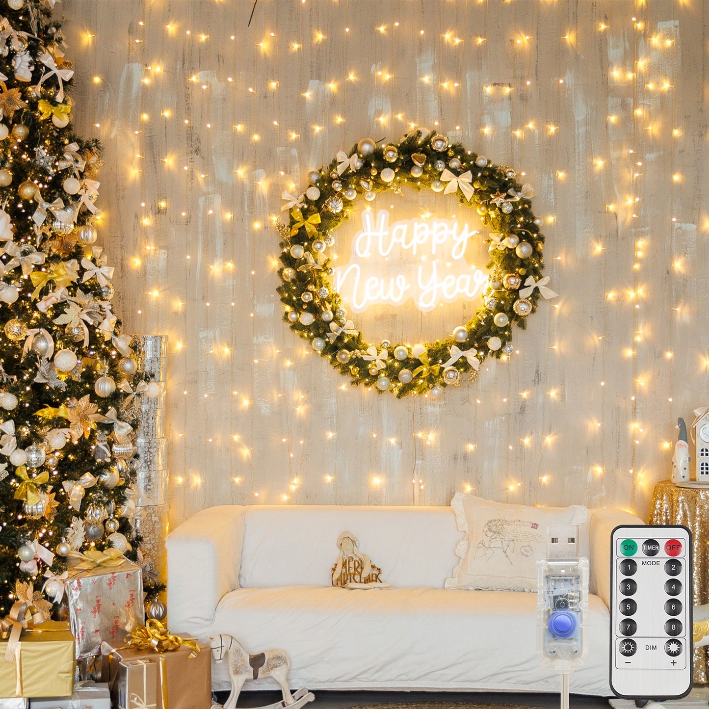 SUDDUS Curtain Fairy Lights, 200 LED USB String Lights for Bedroom, 6.5x6.5ft Hanging Lights with Remote & Timer, Indoor Outdoor Window Backdrop Decor for Christmas, Wedding, Party