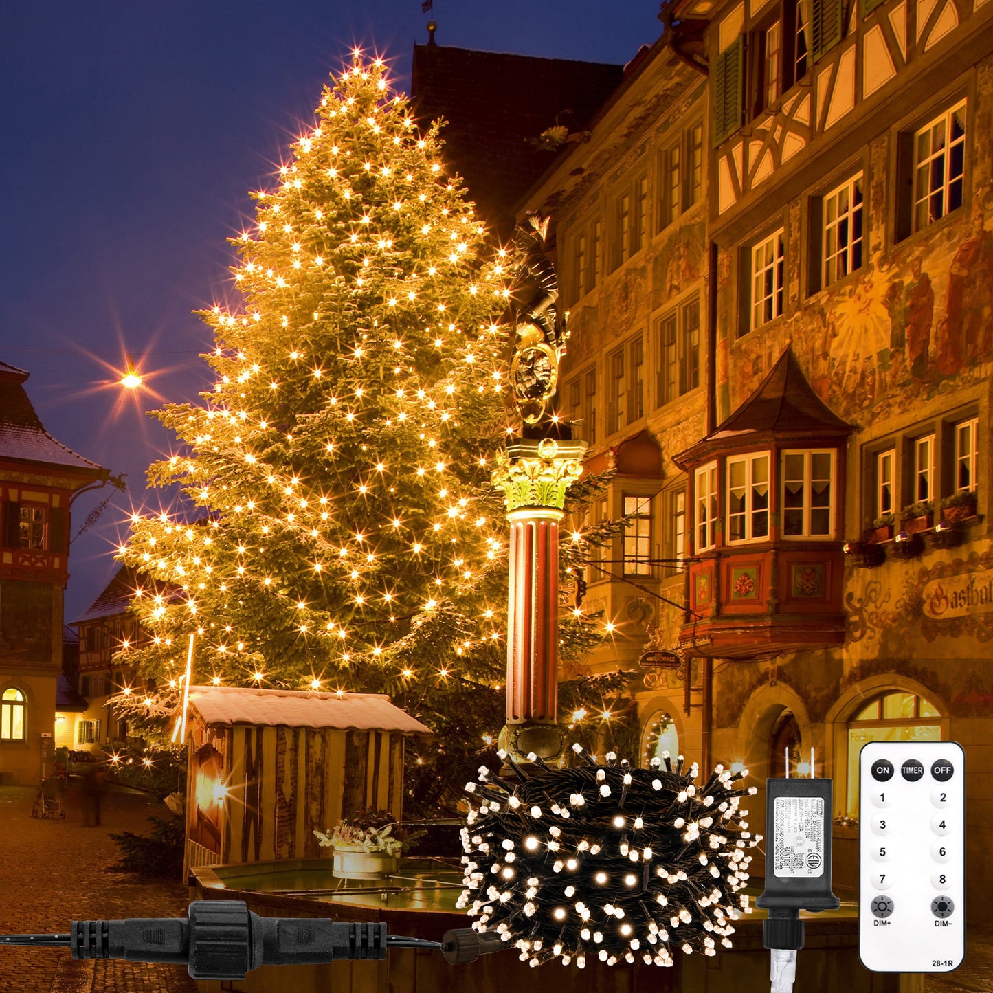 SUDDUS Diamond Lights Christmas Tree String Lights – 100/200/300 LED, Warm White, 8 Lighting Modes, Indoor Outdoor Twinkle Lights for Christmas Tree, Patio, Porch & Holiday Decor