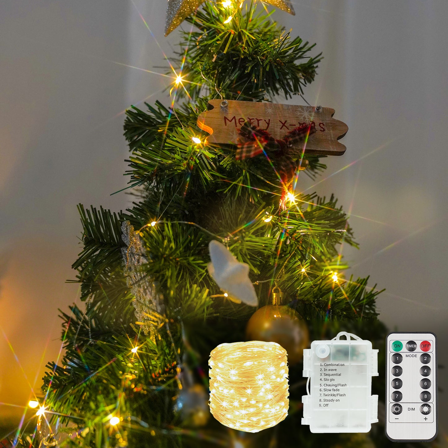 SUDDUS Fairy Lights - Battery Operated 66FT/33FT LED String Lights with Remote & Timer | Outdoor Christmas Patio Decor